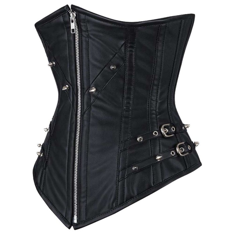 Women Chelsea Faux Leather Longline Corset Underbust Corset Bondage